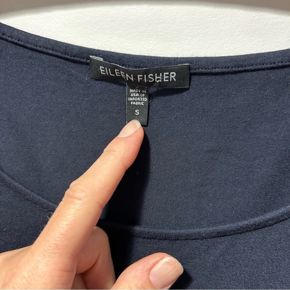 Eileen Fisher Jersey Tank Dress Tunic Size Small Navy Blue Asymmetrical Hem - Picture 7 of 15